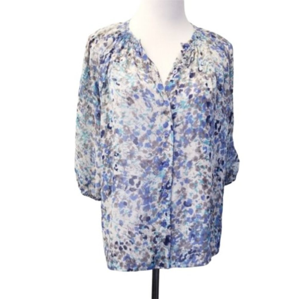 Aqua spotted 3/4 sleeve button down tank size XS (64)